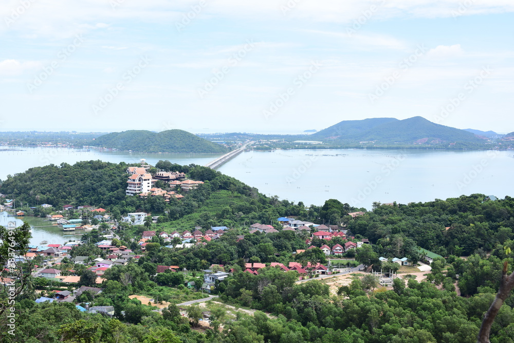 The view of the lake and the fishing communities around Koh Yo from the top of the mountain.