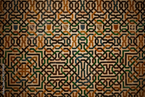 Mosaic at the Alhambra, in Nazaries Palace. Granada, Spain
