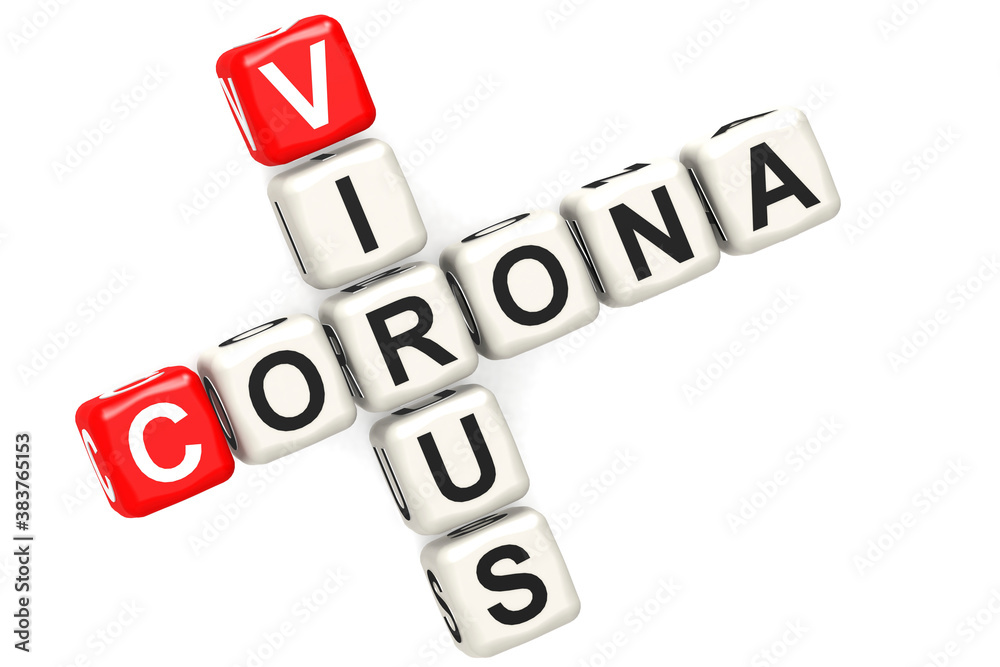Corona virus cube crossword on white background Corona virus cube crossword on white background