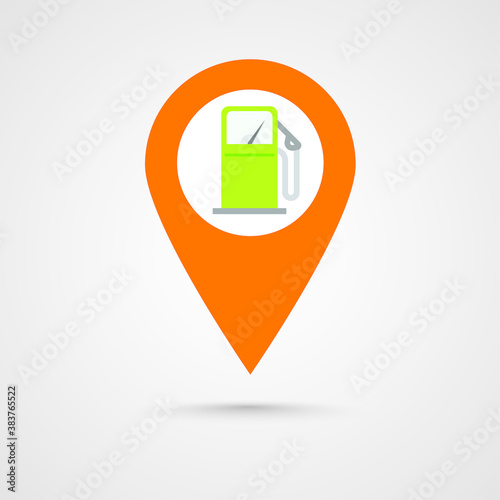 Gas petrol fuel station pin pointer marker icon vector, gasoline refill pump map location position place sign, locator symbol flat cartoon isolated pictogram