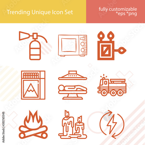 Simple set of heat related lineal icons.