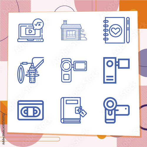 Simple set of 9 icons related to logs