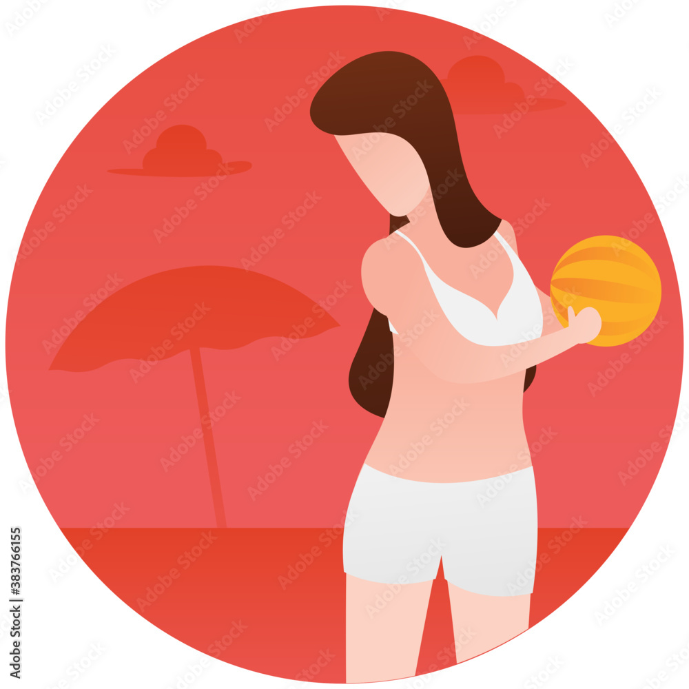 Beach girl is enjoying at the beach with beach ball
Beach girl is enjoying at the beach with beach ball