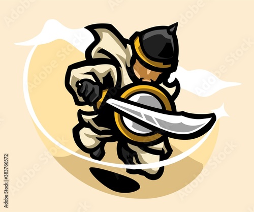 Arabian warriors with swords and shield, Islamic warriors, Islamic cartoon vector illustration