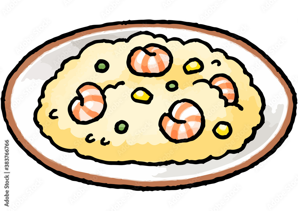 手描き食べ物イラスト エビピラフのイラスト Stock Vector Adobe Stock