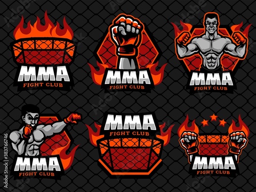Set of MMA Logo. MMA logo and badge. MMA vector illustration