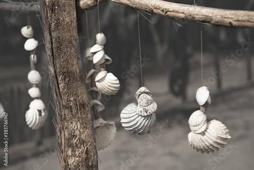 Shells mobile hanging in a Gambian village