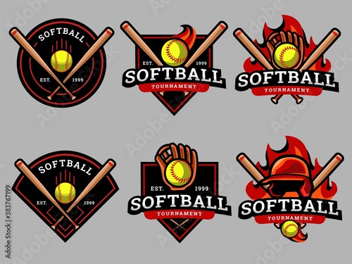 Set of softball Logo. Softball logo and badge. Softball vector illustration photo