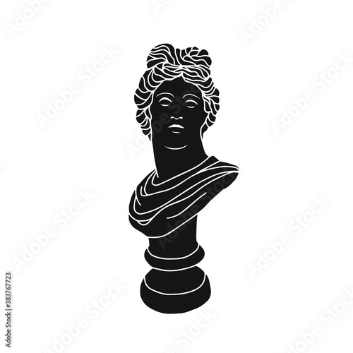 Apollo bust isolated on white background. Modern vector illustration. Statue of Apollo's head for concept design.