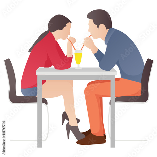 
A couple on a dinner having fun 
