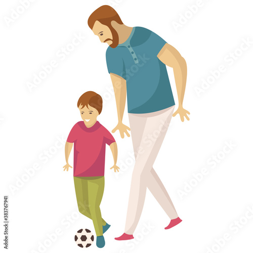 
A caring father is playing and protecting his son 
