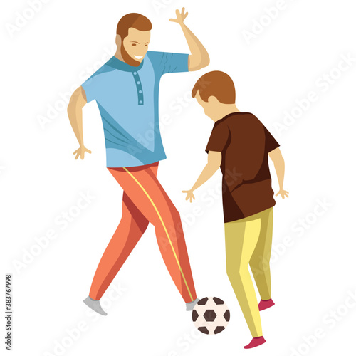  A father and son are playing football   © Vectors Market