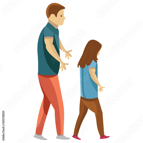 
A dad is protecting his daughter, child protection  
