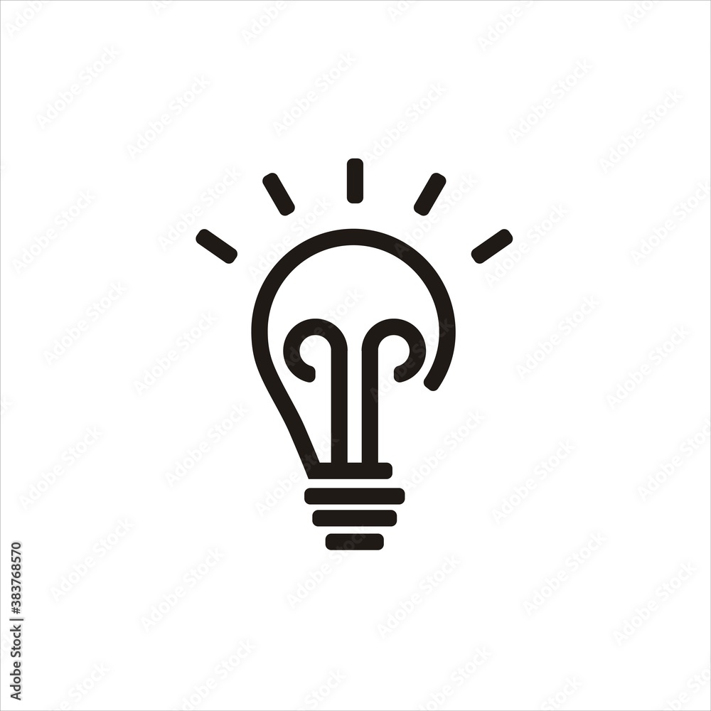 Light bulb white outline on black Black & White Stock Light bulb white outline on black Black & White Stock