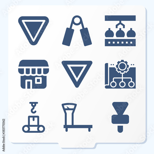 Simple set of 9 icons related to tonnes