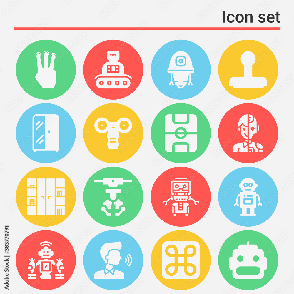 16 pack of 3d rendering  filled web icons set