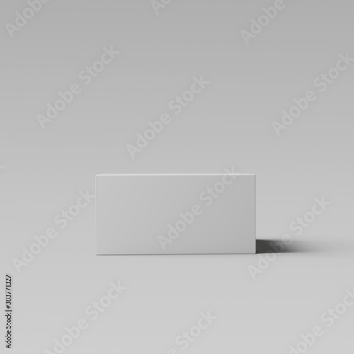 Minimalistic geometry for Product display. Object placement. Empty single white cube shape podium isolated on white background. 3d rendering.
