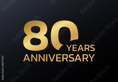 80th anniversary logo. 80 years celebrating icon or golden badge. Vector illustration.