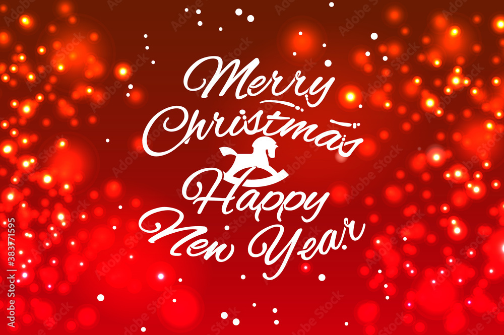 Merry Christmas and Happy New Year web banner, blurred background, vector illustration