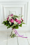 bouquet of pink roses, bridal bouquet of roses