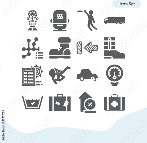 Simple set of automobile related filled icons.
