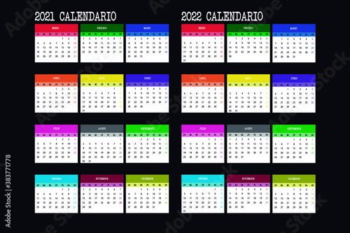 Calendario 2021 y 2022 en español