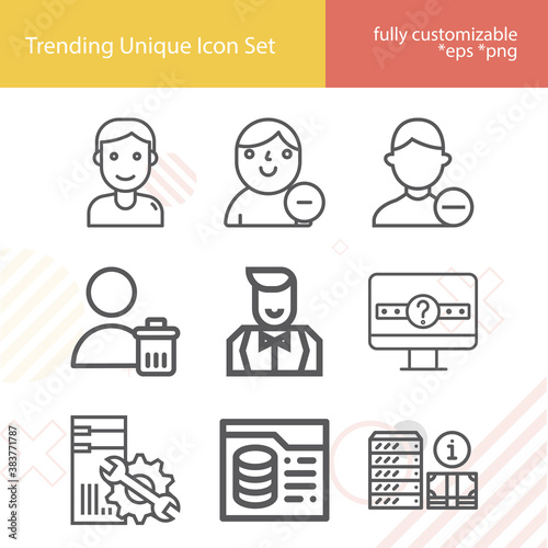 Simple set of authentication related lineal icons.