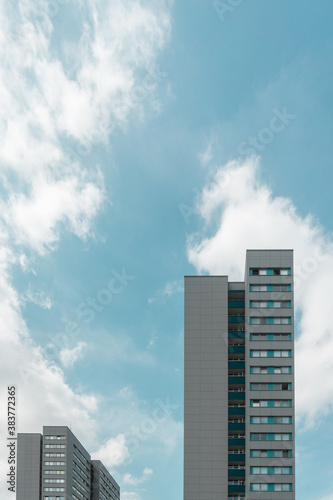 Berlin Housing Development in the Post-War Era. High-rise  Prefabricated Apartment Buildings. Architectural Photography.