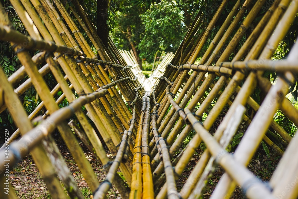 bamboo bridge across a river bamboo bridge across a river