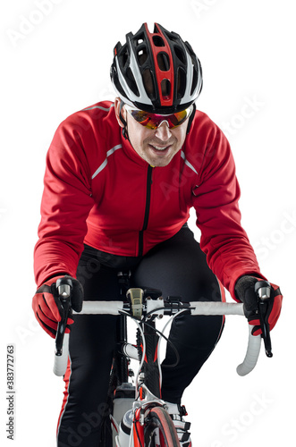 Cyclist riding a bike photo