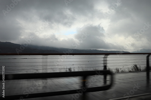 pier on the lake, Cloudy