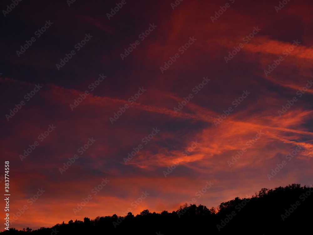 texture back ground of the sky , sunset and sunlight colorful , red , ble and violet ,OLYMPUS DIGITAL CAMERA