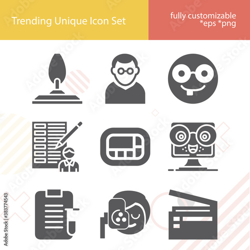 Simple set of tests related filled icons.