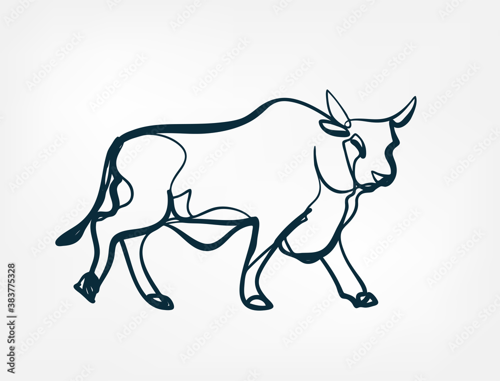 Obraz premium bull vector single one line isolated design element