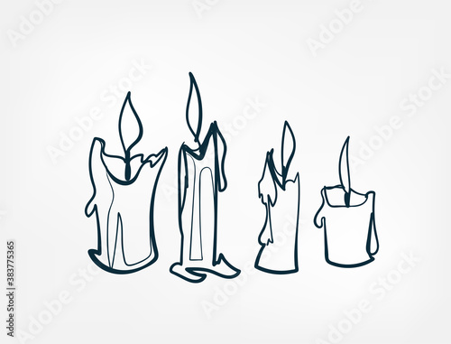 candles halloween stuff vector single one line isolated design element