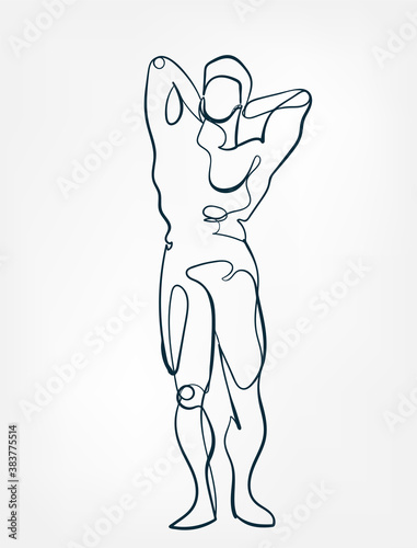 body builder muscle vector single one line isolated design element