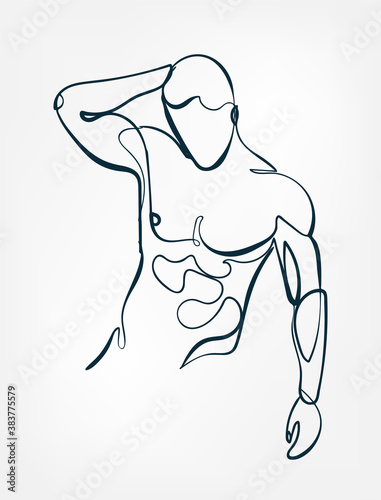 body builder muscle vector single one line isolated design element
