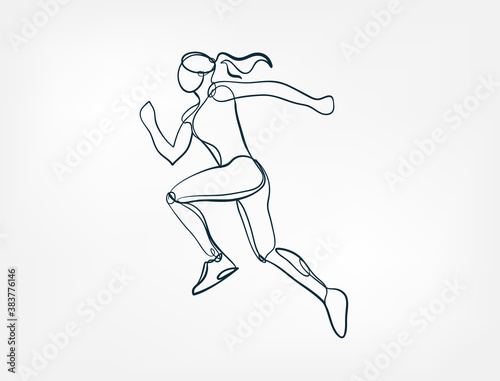 girl run vector single one line isolated design element