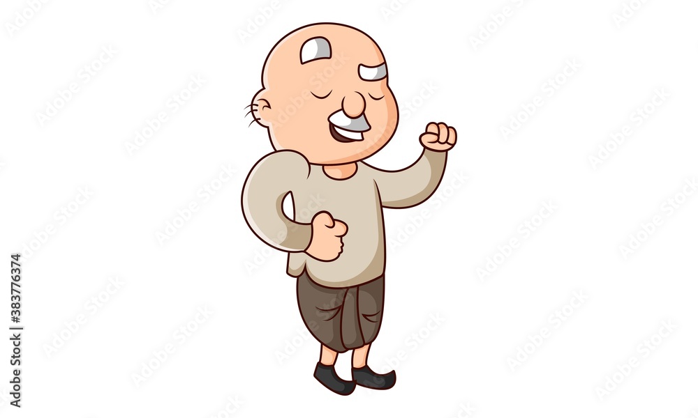 old man running cartoon