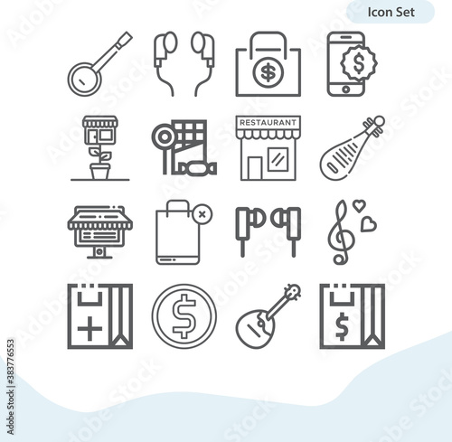 Simple set of speaker related lineal icons.