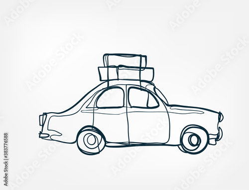 travel car vector single one line isolated design element