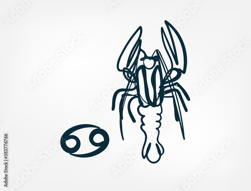 cancer zodiac sign vector single one line isolated design element