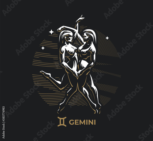 Gemini. Zodiac, astrology, stars.