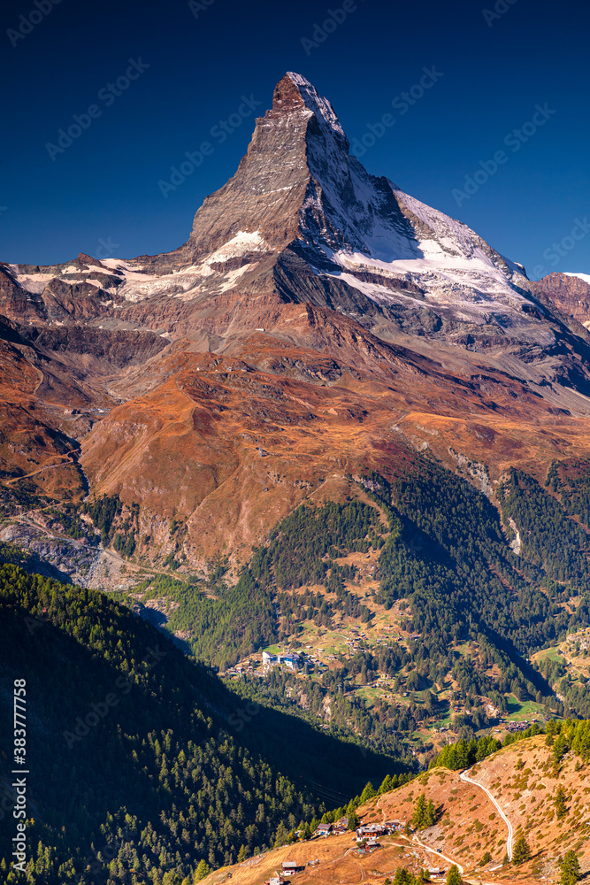 Matterhorn, Swiss Alps. Landscape image of Swiss Alps with the Matterhorn during beautiful autumn sunrise.