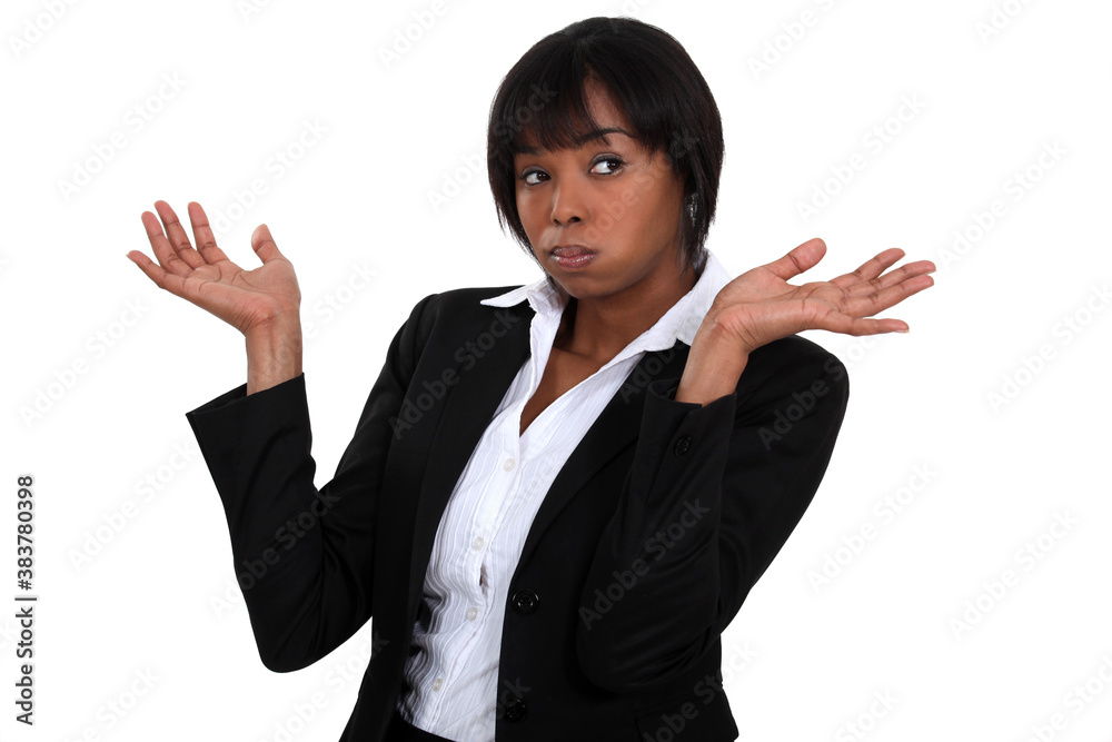 Φωτογραφία Afro-American businesswoman being fed up