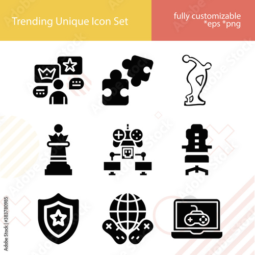 Simple set of billiard related filled icons.