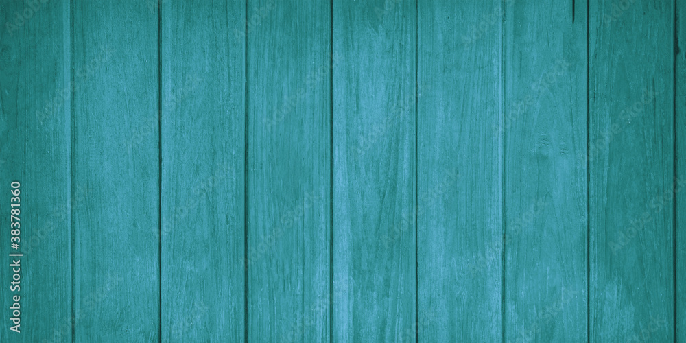 Naklejka premium Turquoise wood planks, close up. Background surface