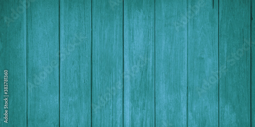 Turquoise wood planks  close up. Background surface