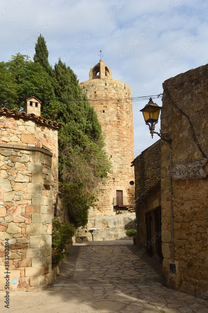 Tower Les Hores, old tow of Pals, Girona province, Catalonia, Spain