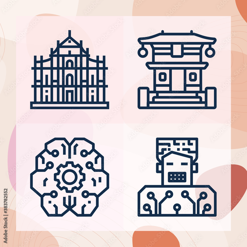 Simple set of monastery related lineal icons
